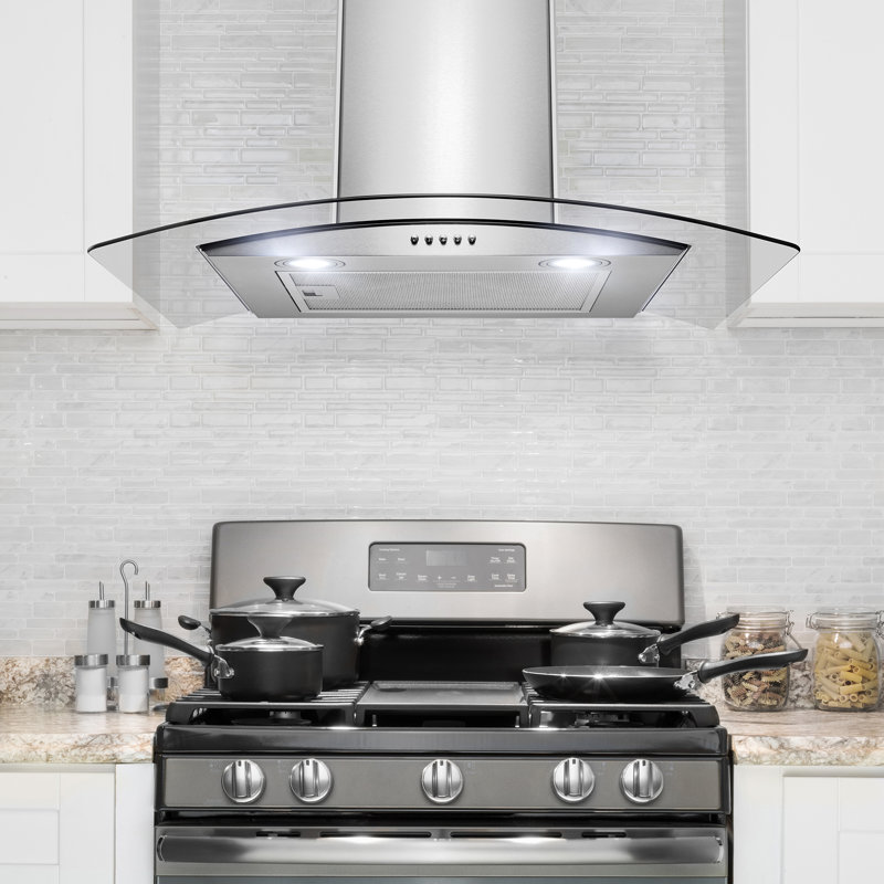 AKDY 30" 299 CFM Convertible Wall Mount Range Hood in Brushed Stainless